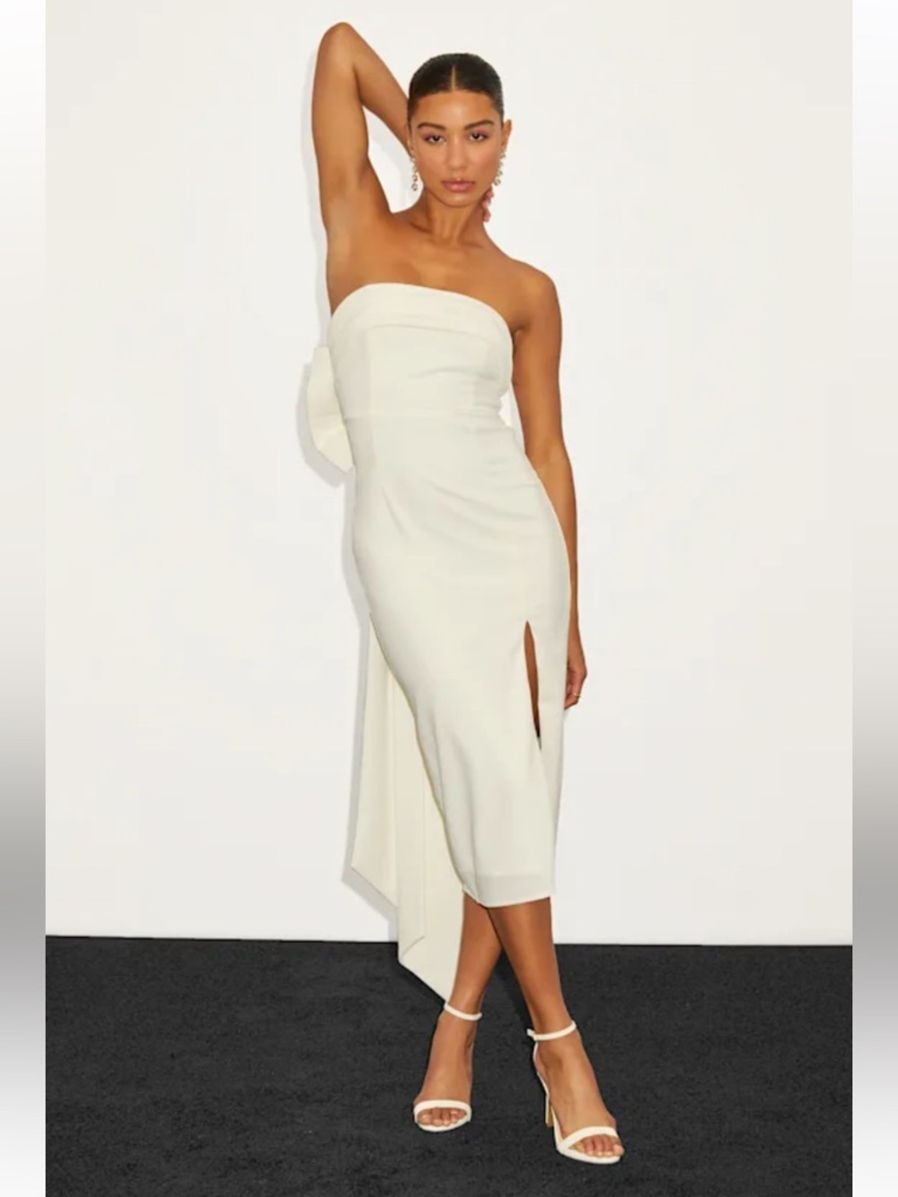 NWT Lulus Fabulous Phenomenon White Strapless Bow Midi Dress - Picture 4 of 15